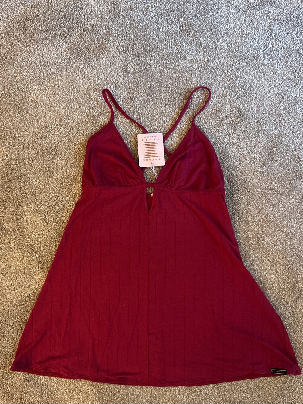 Savage X Fenty Burgundy Ribbed Chemise